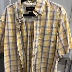 Ariat Yellow and Grey Casual Button Down Shirt